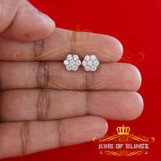 King of Blings- White 925 Sterling 1.96ct Cubic Zirconia Silver Women's Hip Hop Floral Earrings KING OF BLINGS