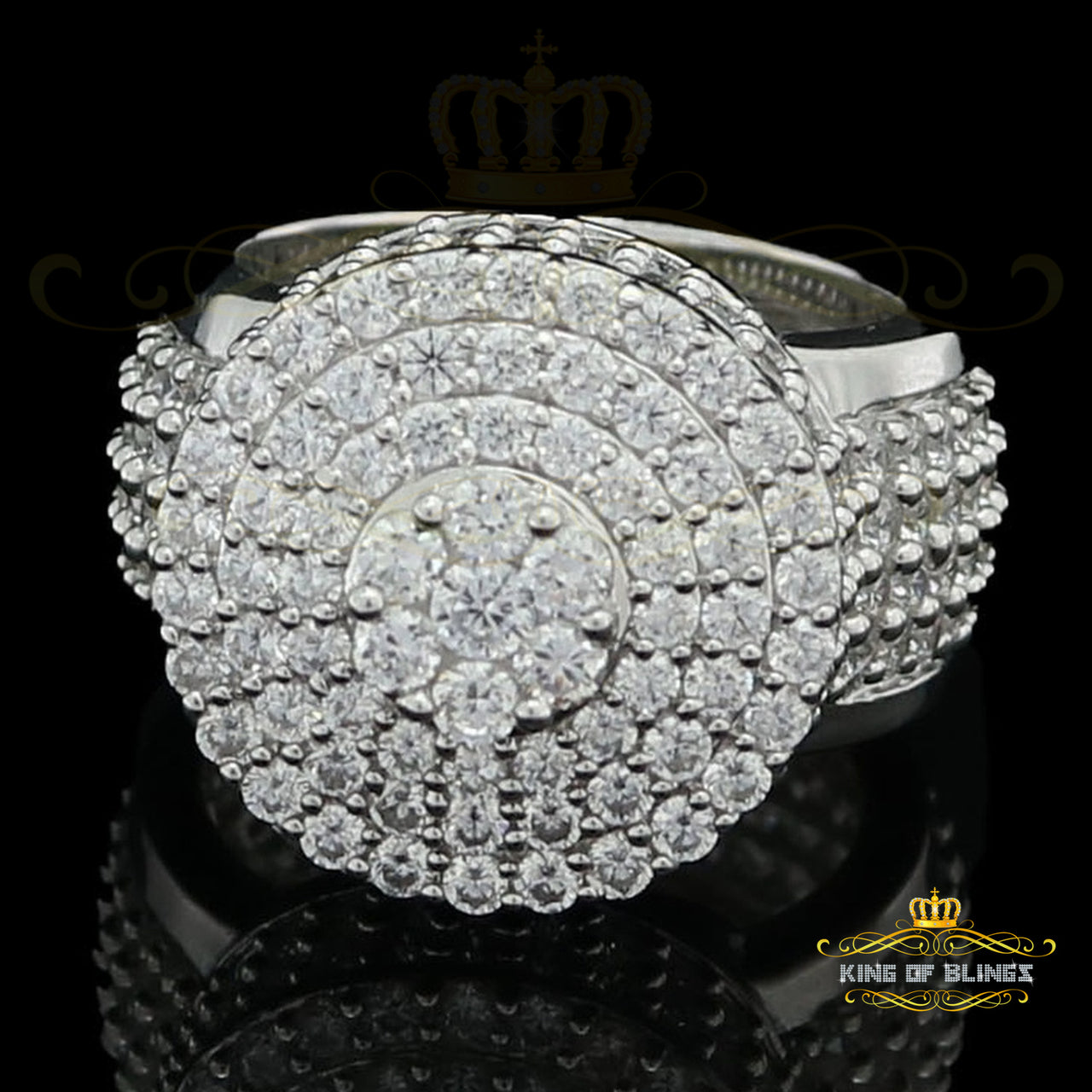 925 Sterling Silver White 15.00CT Cubic Zirconia Round Men's Ring Gifts Size 10
