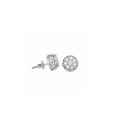 King of Bling's 1.14ct Cubic Zirconia 925 White Silver Women's & Men's Hip Hop Flower Earrings KING OF BLINGS
