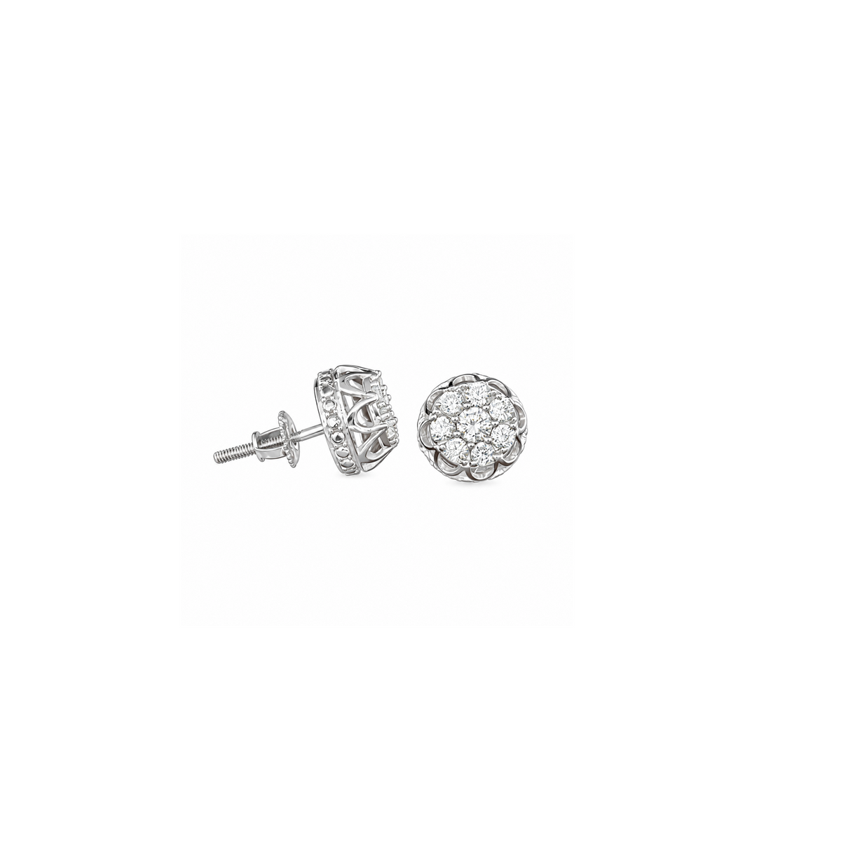 King of Bling's 1.14ct Cubic Zirconia 925 White Silver Women's & Men's Hip Hop Flower Earrings KING OF BLINGS