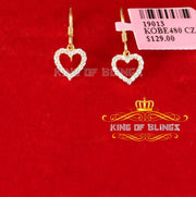 King of Bling's 925 Yellow Silver 0.58ct Cubic Zirconia Dangling Heart Women's/ Men's Earrings KING OF BLINGS