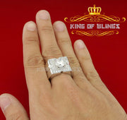 4.50ct Cubic Zirconia 925 White Silver Men's Adjustable Ring Size From 9 to 11 KING OF BLINGS