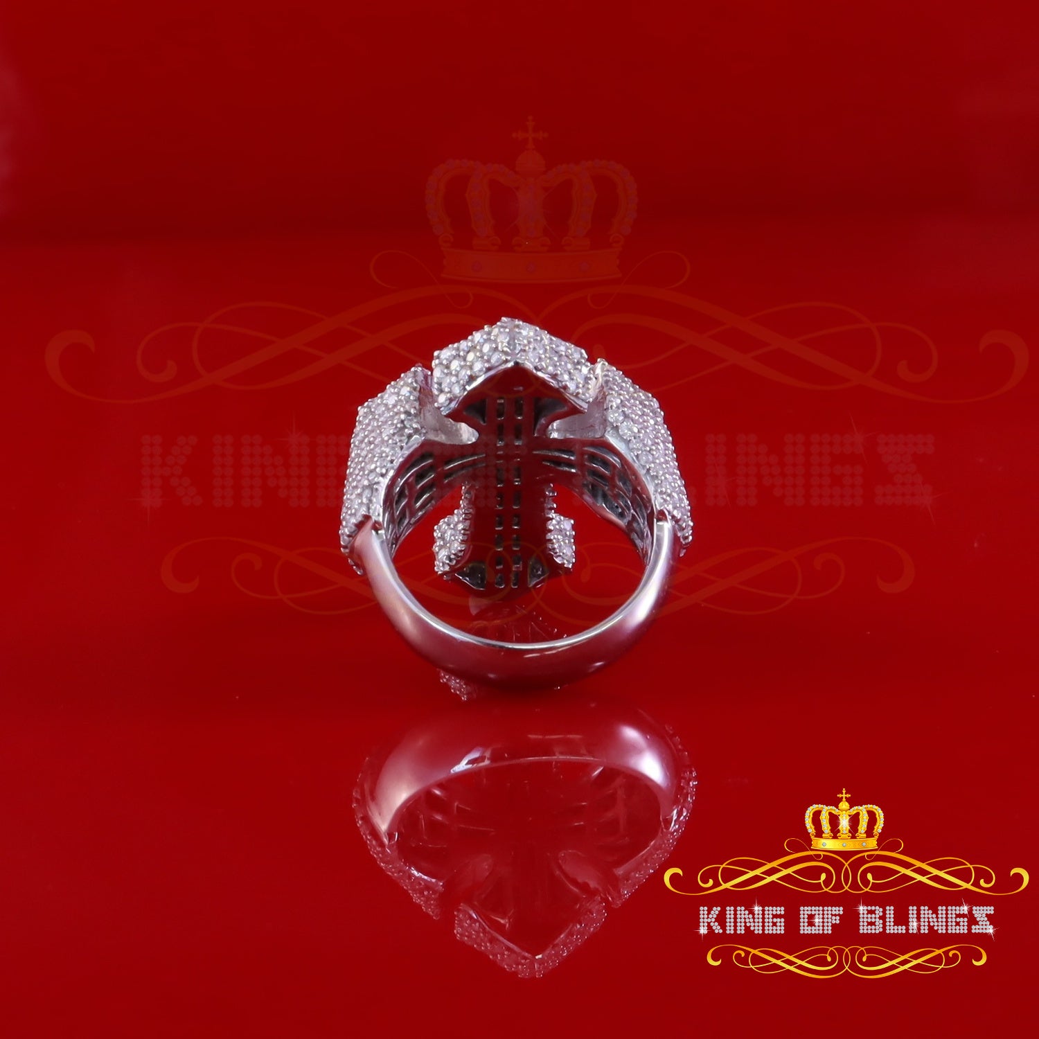King of Bling's Men's Baguette 925 Sterling Silver 6ct VVS D Moissanite White Cross Rings SZ 10 King of Blings