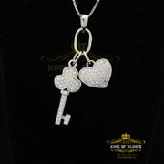 King Of Bling's Women's Heart Key White Sterling Silver Shape Pendant with 0.50ct Cubic Zirconia KING OF BLINGS