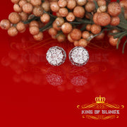King Of Bling's 925 Sterling Silver White 0.07ct Diamond For Men's & Women's Floral Earrings KING OF BLINGS