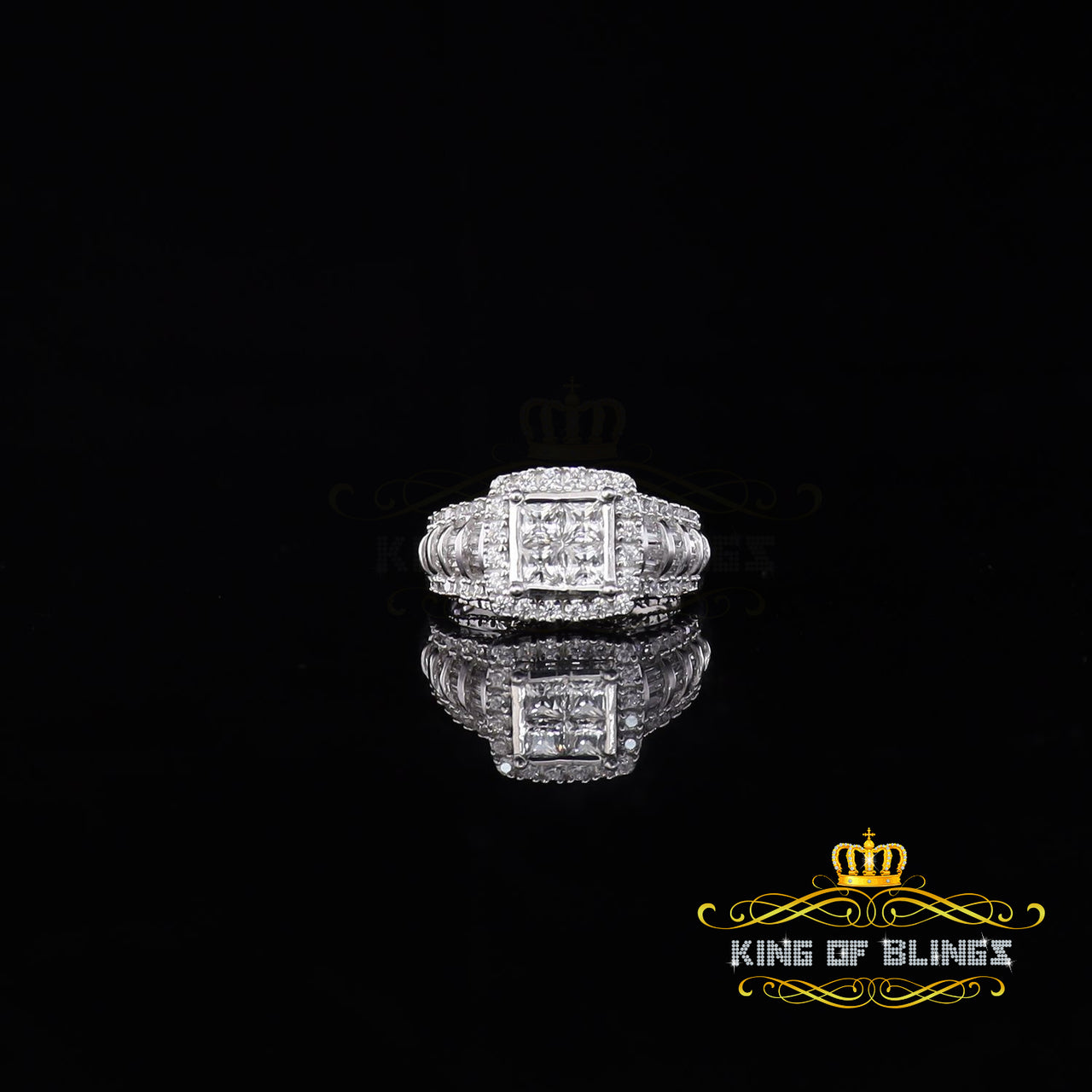 Sterling White Silver 4.00ct Square Cubic Zirconia Fashion Womens Ring Size 7