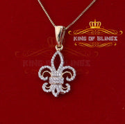 Yellow 925 Sterling Silver Fleur de Lis Pendant with 0.69ct Cubic Zirconia Stone KING OF BLINGS