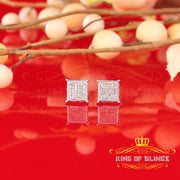 King Of Bling's 0.20ct Diamond Collection White 925 Sterling Silver Women & Men Square Earrings KING OF BLINGS