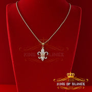 King Of Bling's Promise Yellow 925 Sterling Silver Fleur de Lis Pendant 0.50ct Cubic Zirconia KING OF BLINGS