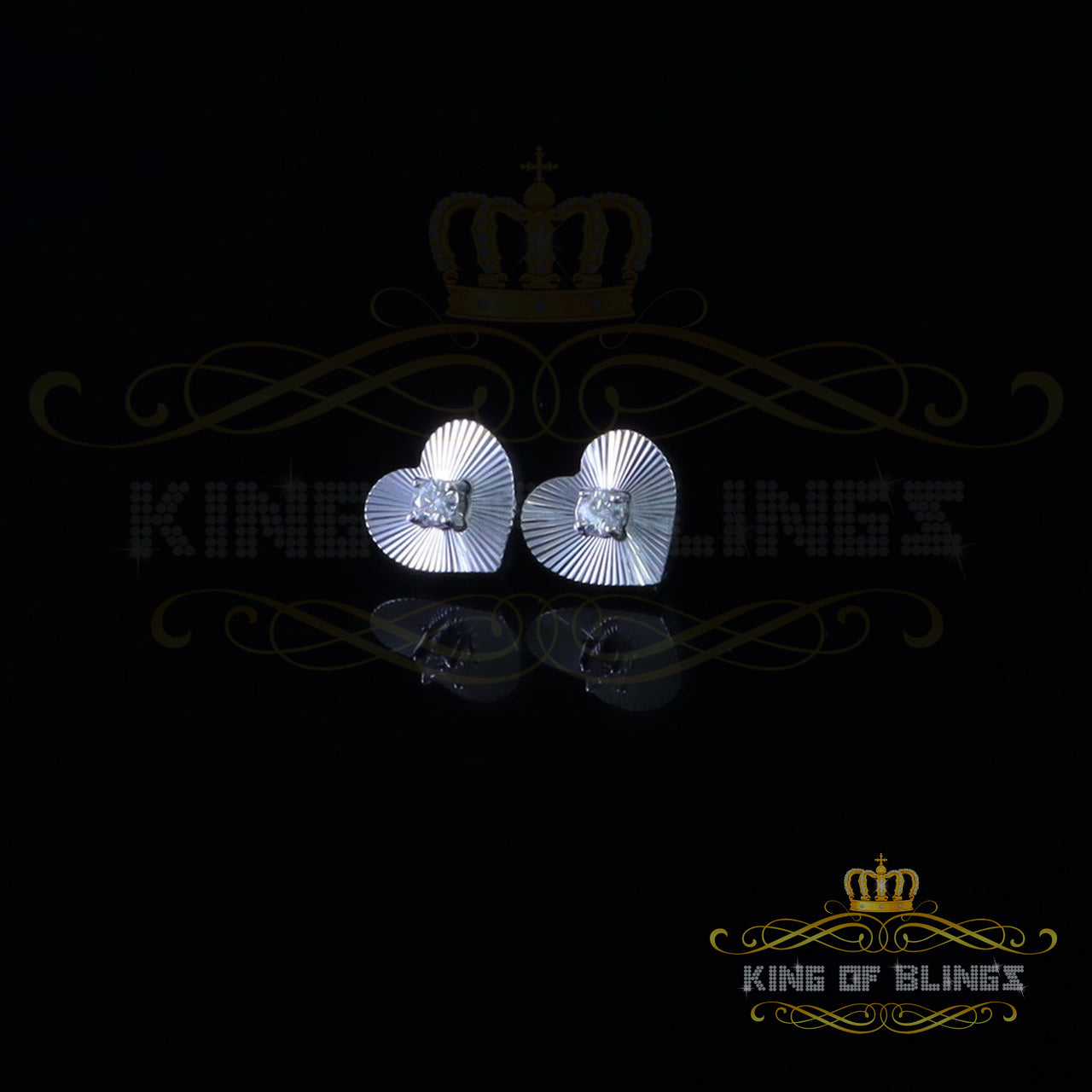 King of Bling's Women's 0.33ct VVS 'D' Moissanite 925 Silver White HEART HEART Shape Earrings
