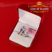 White 0.40ct Cubic Zirconia Silver Crown7 Men's Adjustable Ring From SZ 9 to 11 KING OF BLINGS