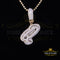 Yellow Cursive 3D Alphabet Shape 925 Sterling Silver Cubic Zirconia Pendant KING OF BLINGS