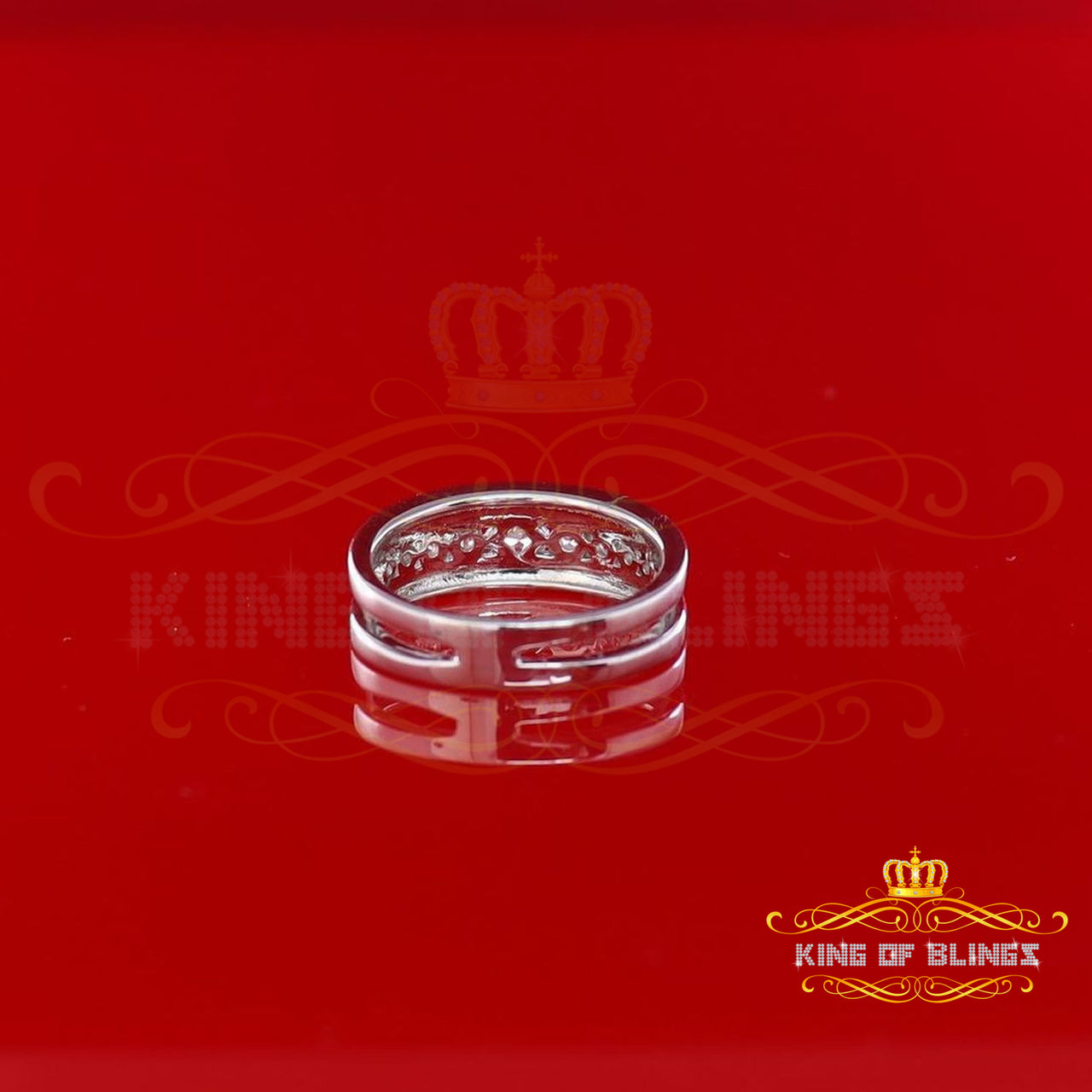 King Of Bling's925 Sterling White Silver Round-Shaped 0.66ct Cubic Zirconia Womens Ring Size 7