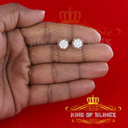 King of Bling's 1.14ct Cubic Zirconia 925 Yellow Silver Women's & Men's Hip Hop Flower Earrings KING OF BLINGS