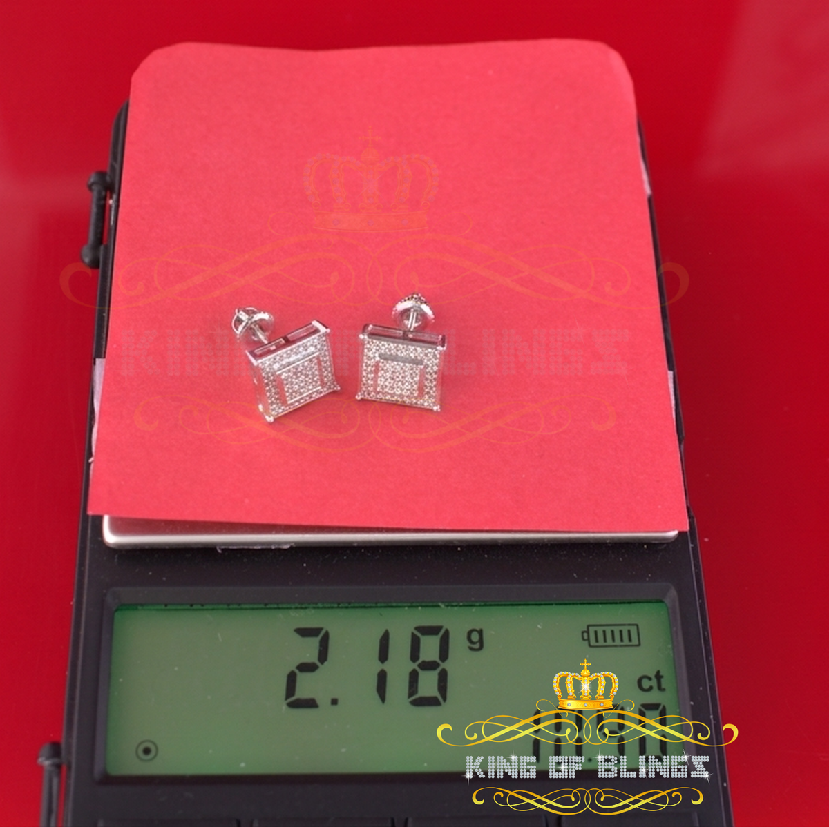 King Of Bling's 0.20ct Genuine Diamond 925 White Sterling Silver Hip Hop Men's/Women's Earrings KING OF BLINGS