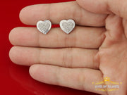 King Of Bling's Aretes Para Hombre Heart 925 White Silver 0.33ct Diamond Women's /Men's Earrings KING OF BLINGS