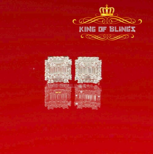 King of Bling's Mens 1.26ct Square Yellow 925 Sterling Silver ScrewBack Hip Hop CZ Stud Earring KING OF BLINGS
