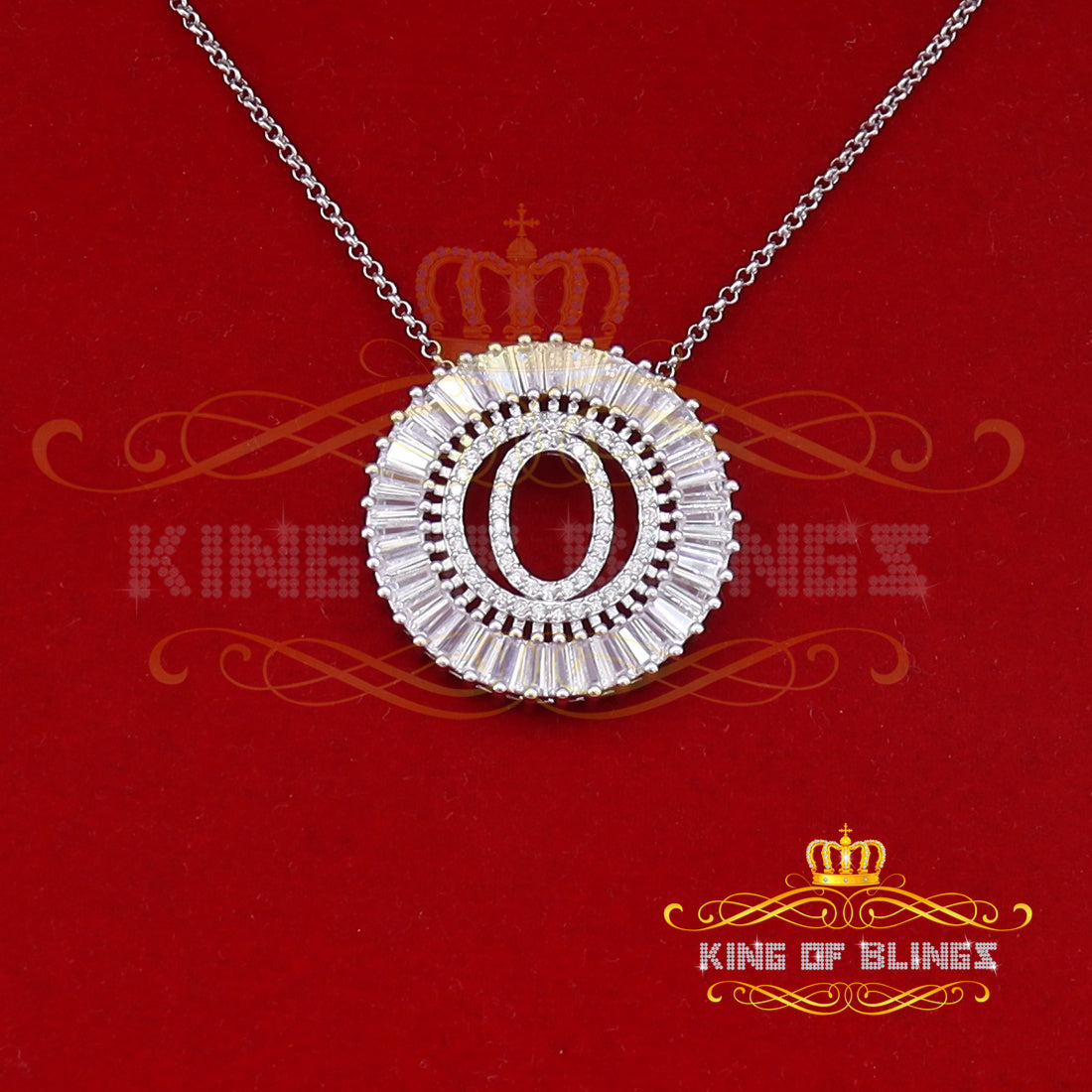 Woman's Necklace Circle Hollow Out Cubic Zirconia White