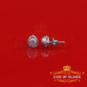 King Of Bling's 925 Sterling Silver 0.05ct Diamond White Stud For Women's Style Round Earrings KING OF BLINGS