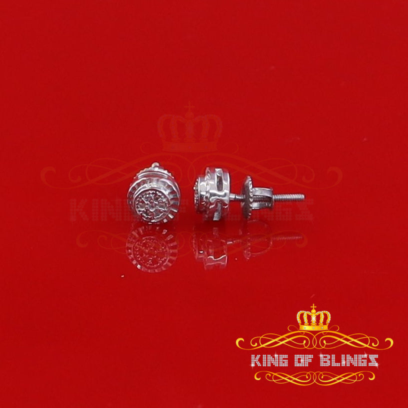 King Of Bling's 925 Sterling Silver 0.05ct Diamond White Stud For Women's Style Round Earrings KING OF BLINGS