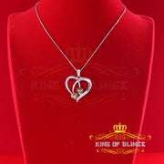 King Of Bling's 0.03CT Real Diamond Double HEART Sterling Silver with White Charm Pendant KING OF BLINGS