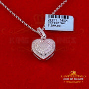 King Of Bling's 925 White Silver 1.00ct Moissanite Baguette & Round Heart Pendant for Womens KING OF BLINGS