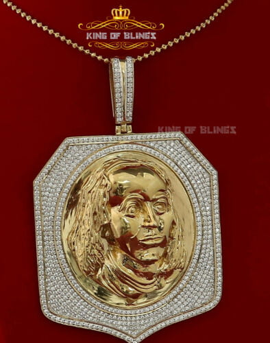 King Of Bling's 10k Yellow Gold Finish Silver Men's Cubic Zircon Pendant KING OF BLINGS
