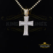 King Of Bling's Cross Pendant 925 Yellow Sterling Silver 2.25ct VVS D Clr. Moissanite for Women KING OF BLINGS