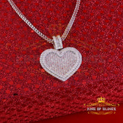 King Of Bling's 925 Sterling Silver White Heart Pendant 7.50ct VVS D Clr. Moissanite for He/She KING OF BLINGS