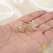 King Of Bling's 925 Sterling Silver Yellow 0.25ct Diamond For Women's / Men's Stud Star Earrings KING OF BLINGS