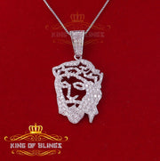 White 925 Sterling Silver Jesus Face Shape Pendant with 2.69ct Cubic Zirconia KING OF BLINGS