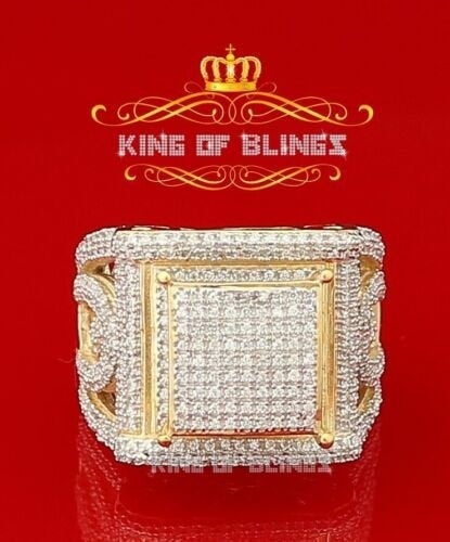 King Of Bling's 925 Sterling Yellow Silver Square 3.55ct Cubic Zirconia Womens Ring Size 10 KING OF BLINGS