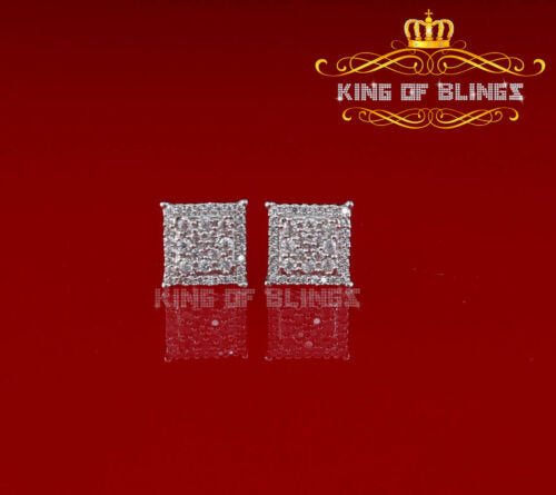 King of Bling's Aretes Para Hombre 925 Yellow Silver 0.96ct Cubic Zirconia Square Women Earring KING OF BLINGS