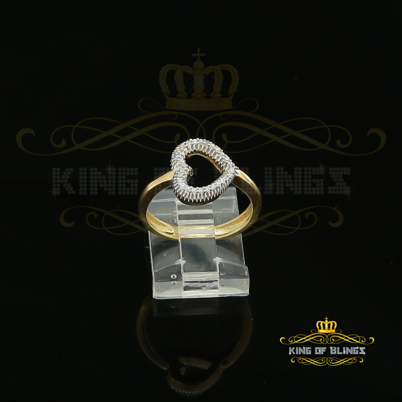 King Of Bling's Sterling Yellow Silver 0.22ct Cubic Zirconia Promise Heart Womens Ring Size 7 KING OF BLINGS