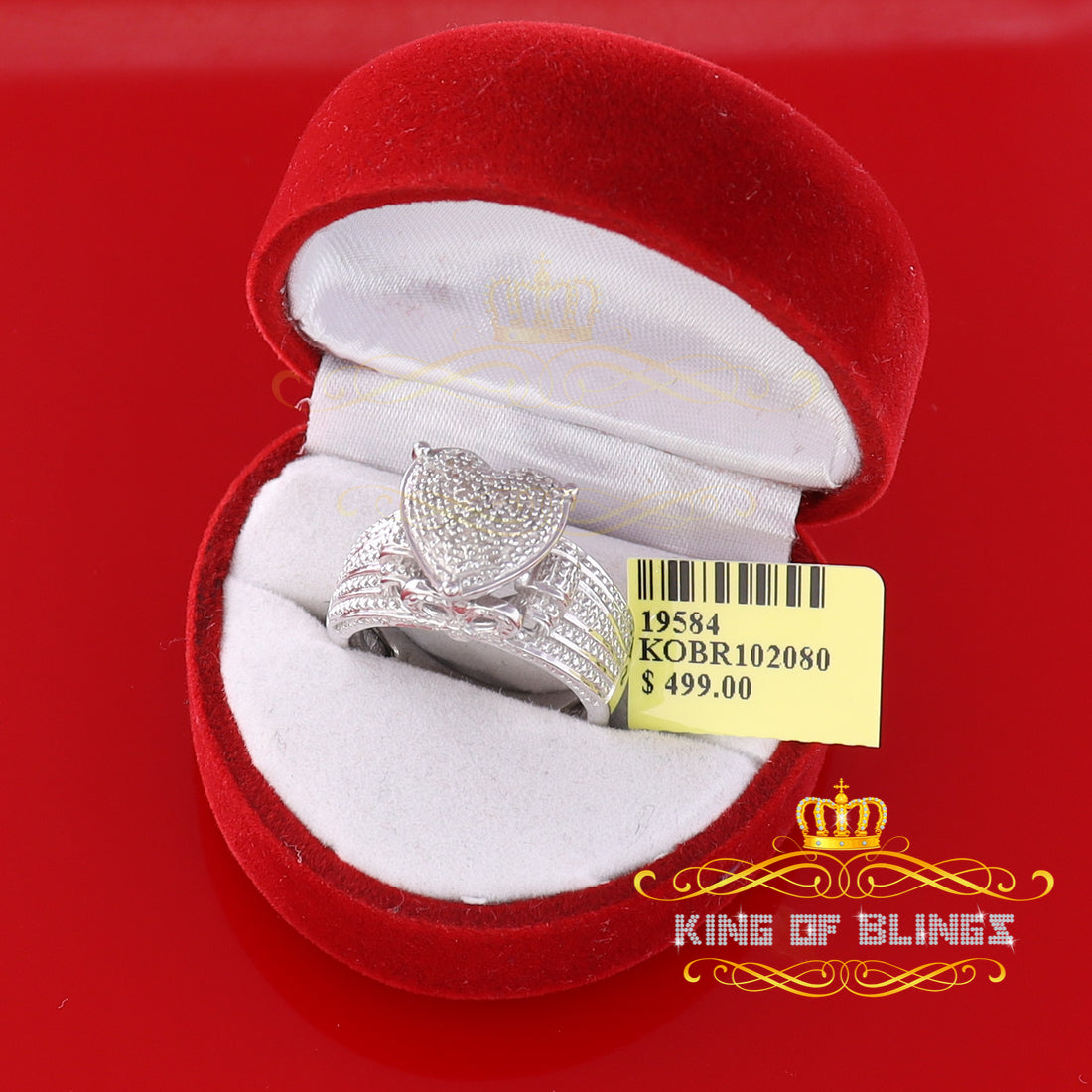King Of Bling's Real Diamond 0.20 CT White 925 Sterling Silver Womens Promise Heart Ring Size 7 KING OF BLINGS