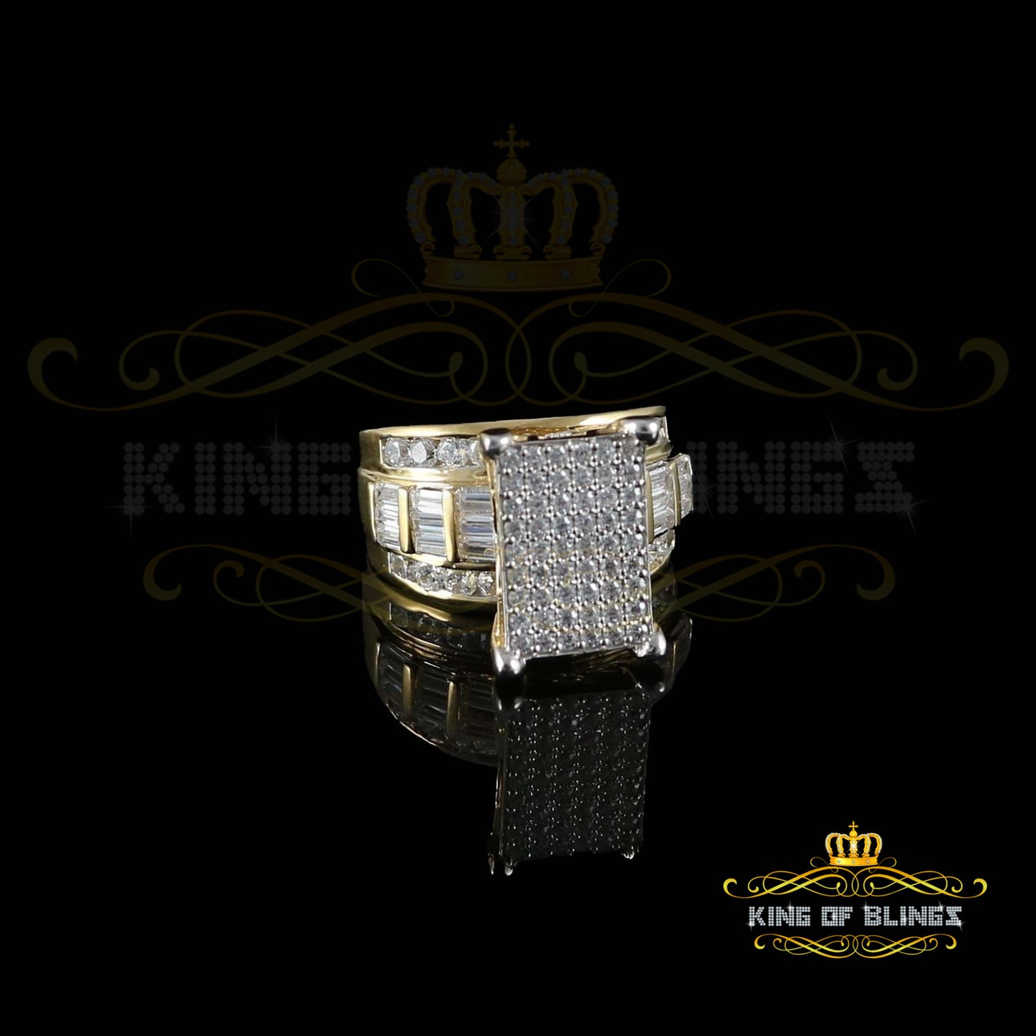 King Of Bling's 925 Sterling Yellow 5.82ct Cubic Zirconia Silver Style Cinderella Ring size 7 KING OF BLINGS
