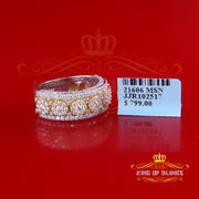 King of Bling's 2.50ct moissanite White Round Shape Band Ring size 8 For Men's 925 Silver VVS'D KING OF BLINGS