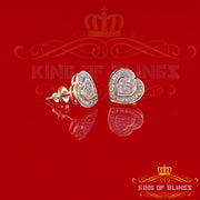 King Of Bling's 10K Real Yellow Gold Real Diamond 0.15CT Men's/Women's Stud Micro Heart Earring KING OF BLINGS