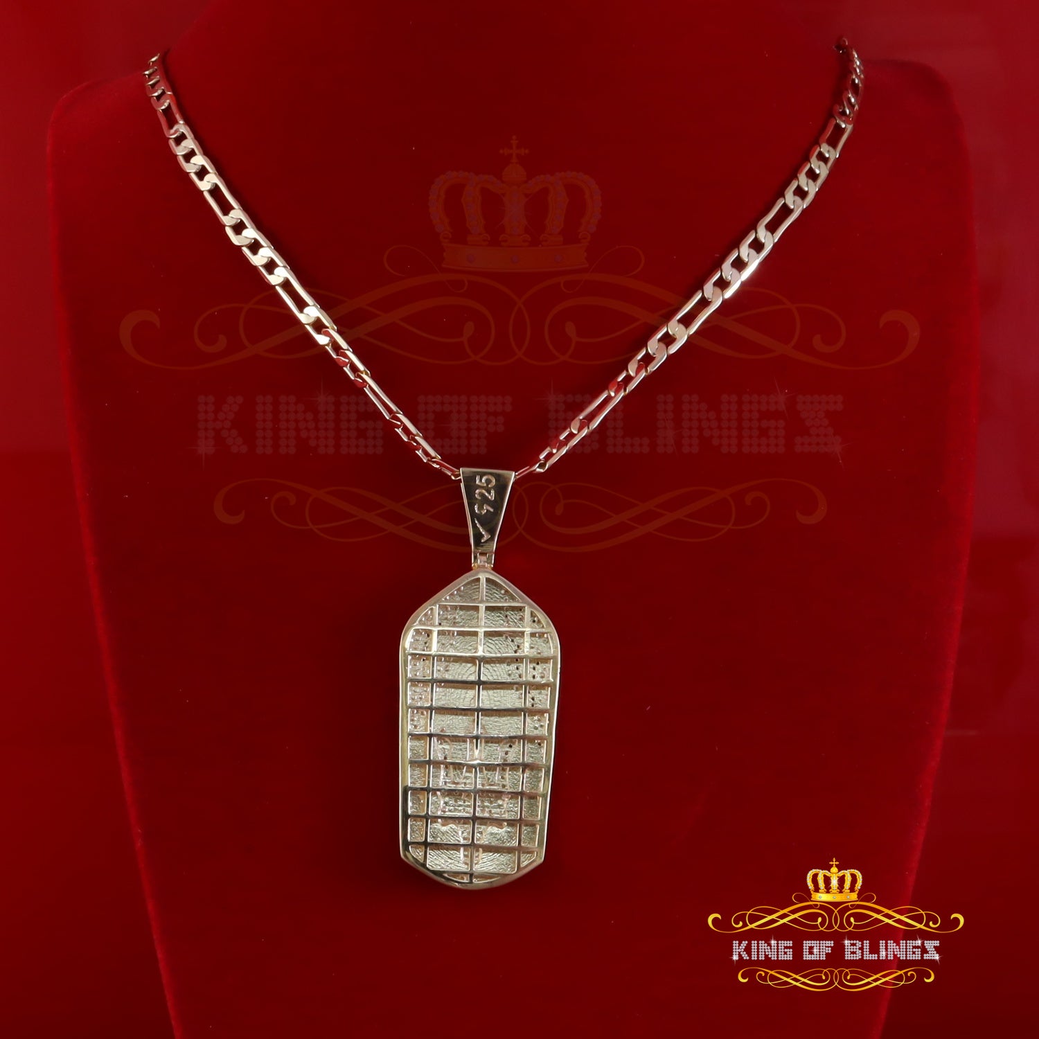 King Of Bling's New 0.33ct Diamond 925 Silver Trident Yellow Charm Fashion Necklace Pendant KING OF BLINGS
