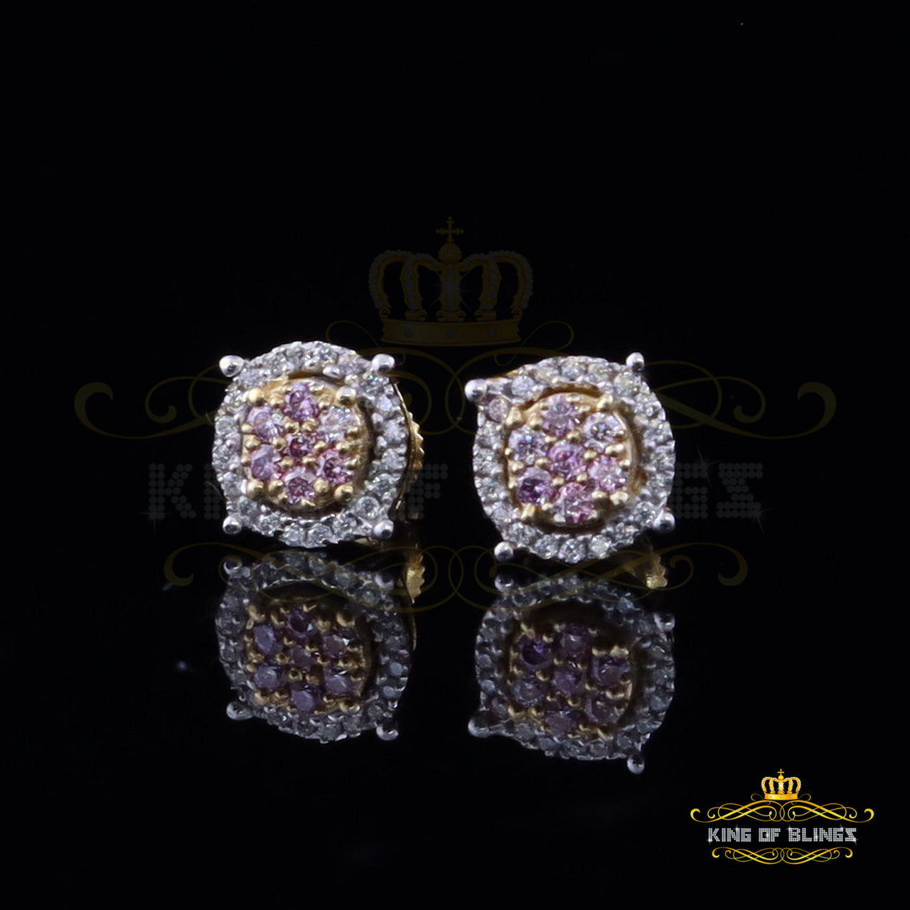 Men's/Women's 925 Silver Yellow 0.40ct VVS 'D' Pink Moissanite Round Stud Earrings