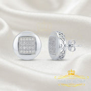 King Of Bling's 0.10ct Diamond 925 Sterling Silver White For Women's & Men's Round Stud Earring KING OF BLINGS