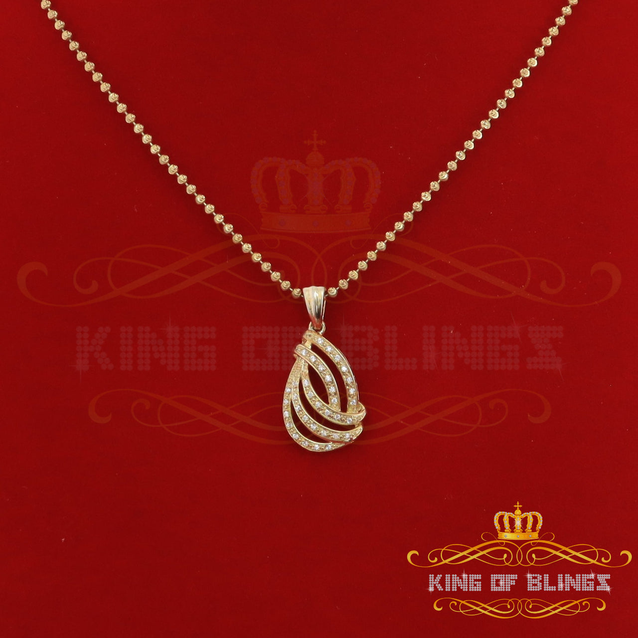 King Of Bling's Beautiful Yellow 925 Silver Pendant Charming FASHION Shape 0.28ct Cubic Zirconia