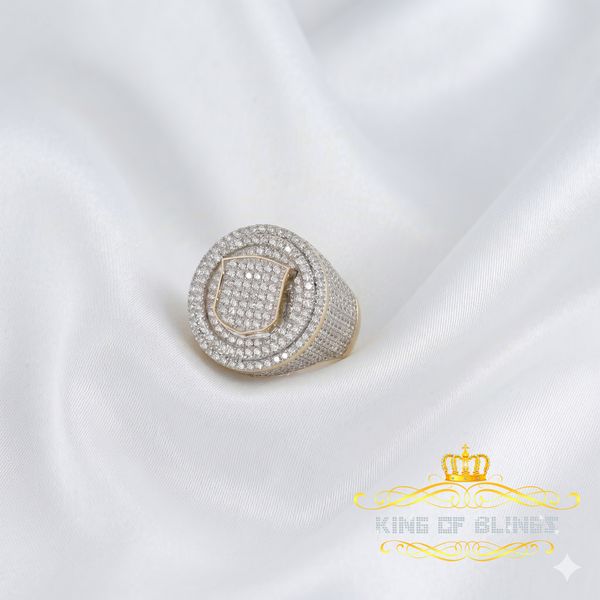 King Of Bling's Yellow Sterling Silver11.50ct Cubic Zirconia Men's Adjustable Ring From SZ 9to11