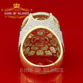 King Of Bling's Yellow Silver Cubic Zirconia 16.50ct Men's Adjustable Ring From Size 9 to 11 KING OF BLINGS