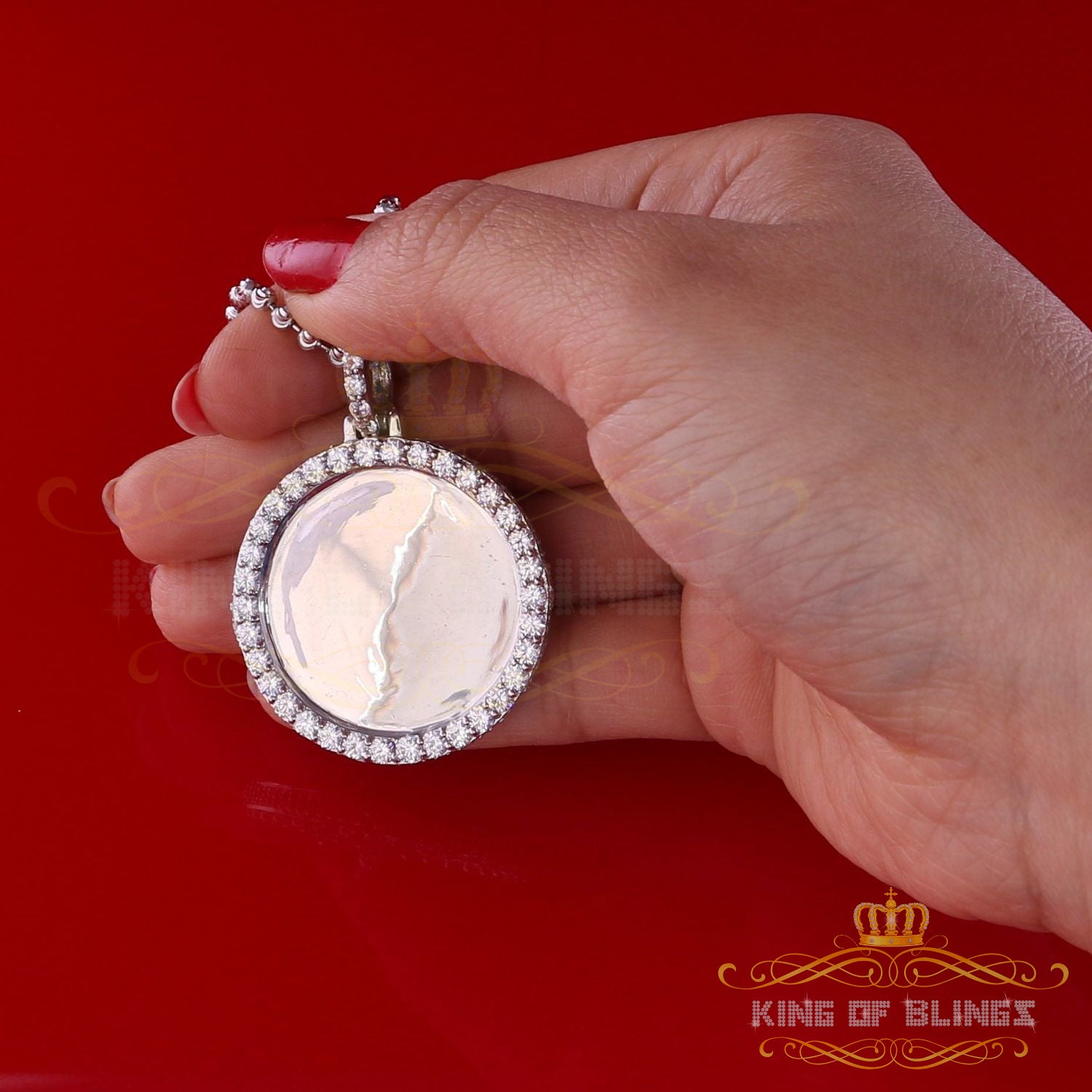 King of Bling's White Attractive Round Shape 925 Sterling Silver Pendant 9.81ct Cubic Zirconia KING OF BLINGS