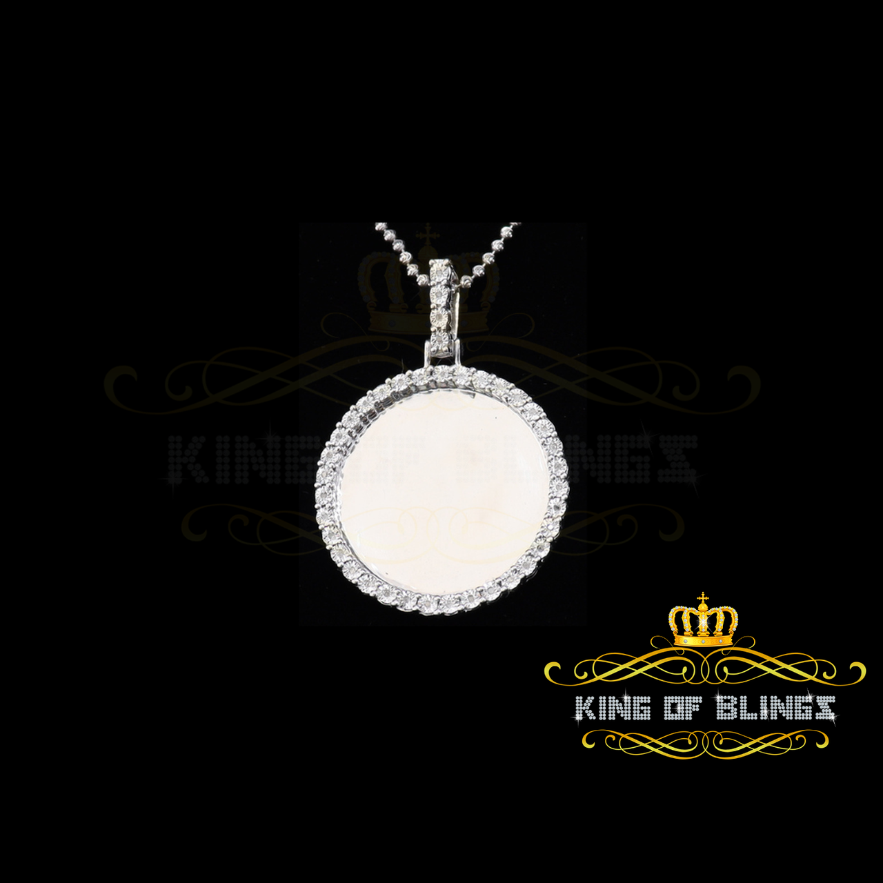 King Of Bling's Real 0.15ct Diamond 925 Sterling Silver 1.50" PICTURE Fashion White Pendant