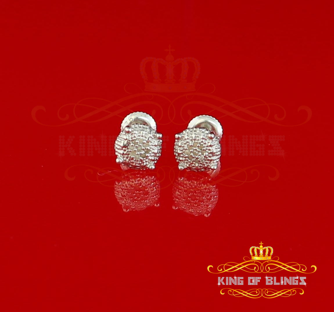 King Of Bling's 0.05ct Real Diamond 925 Sterling Silver White For Men's & Women's Round Earring KING OF BLINGS
