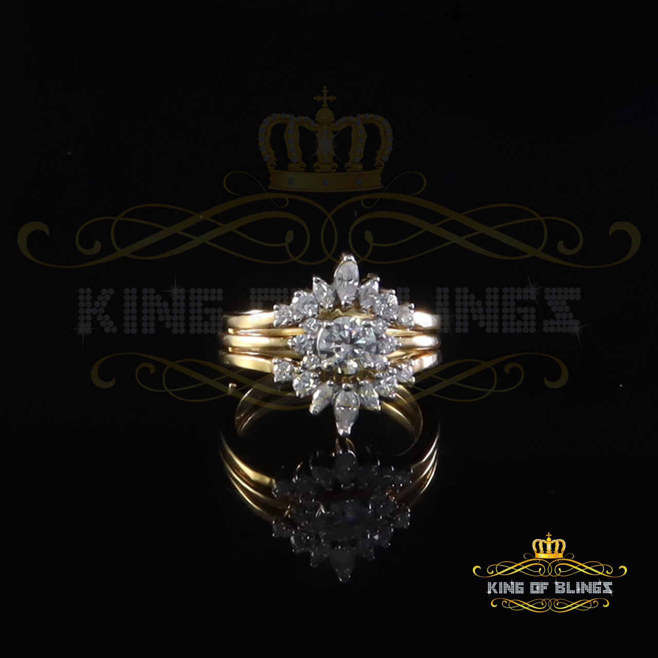 King of Bling's Bridal Womens 925 Sterling Silver Moissanite 1.25ct VVS 'D' Yellow Rings Size 7 King of Blings