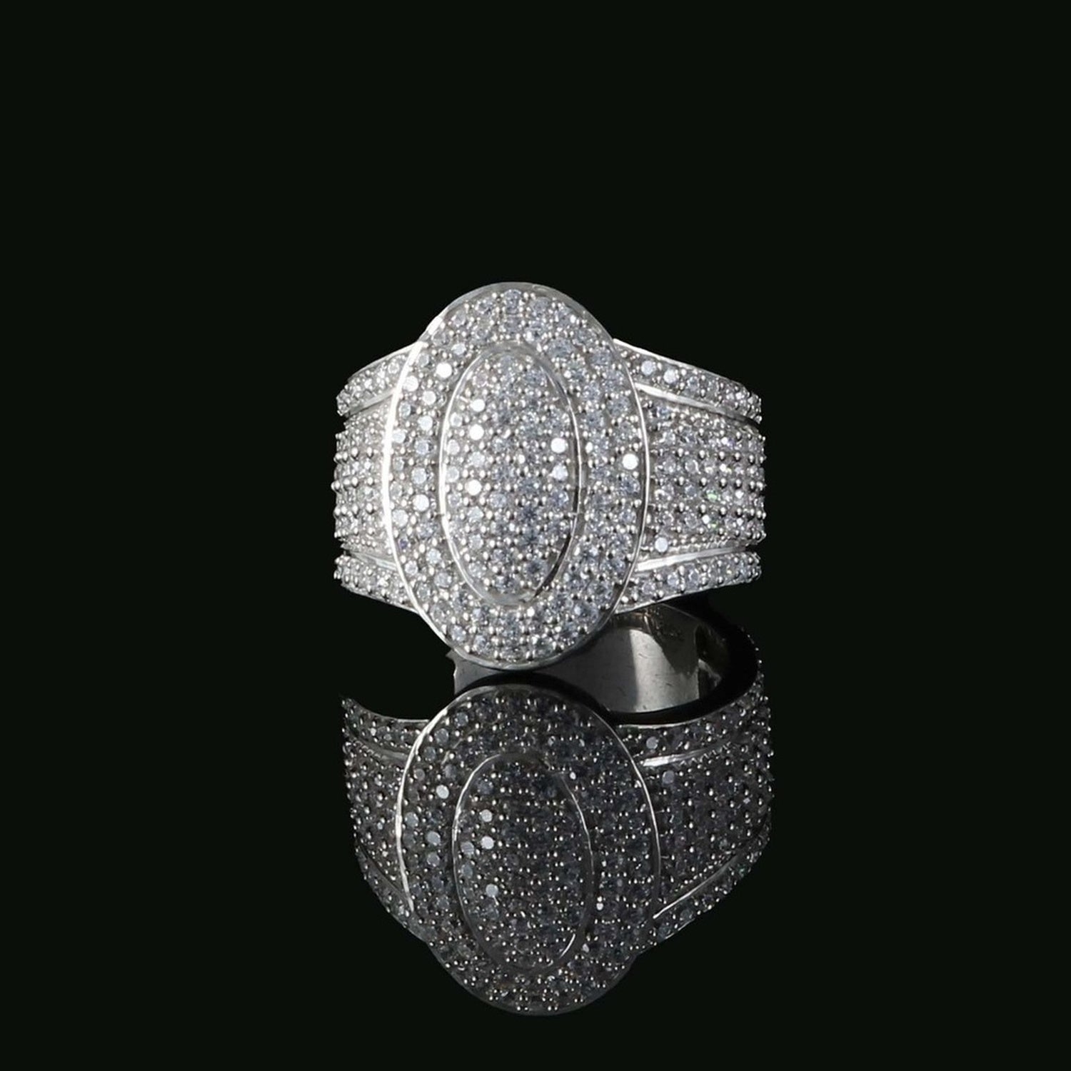 925 Sterling Silver White 7.50ct Cubic Zirconia Oval Men's Big Ring Size 10 KING OF BLINGS