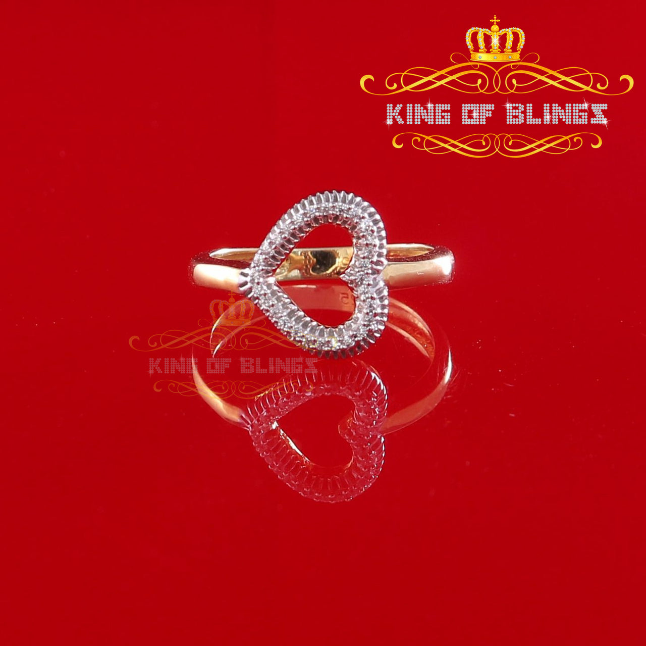 King Of Bling's Sterling Yellow Silver 0.22ct Cubic Zirconia Promise Heart Womens Ring Size 7 KING OF BLINGS